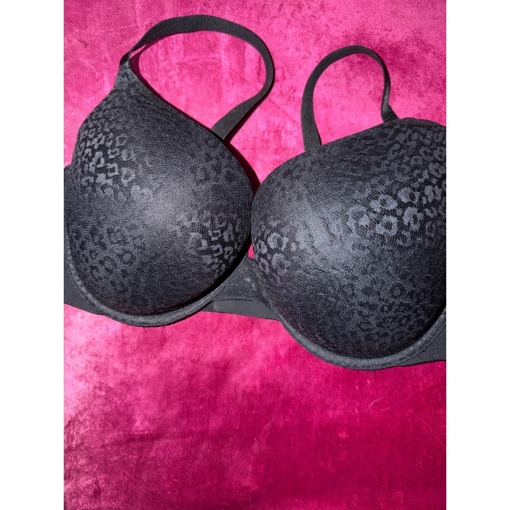 Earth Republic Womens Black Leopard Print Plunge Bra Recycled Nylon 38DD NEW